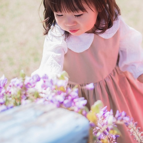 小花柄ツートンワンピース 90サイズ 子供服 子供服 le son du soleil