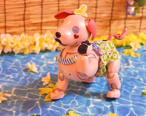 aibo ベビー水着 ：レトロフラワー・ミント（aiboちゃん用