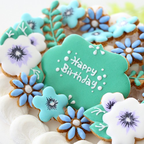アイシングクッキー 花 自然 植物 誕生日 ケーキ 飾り エディブル 