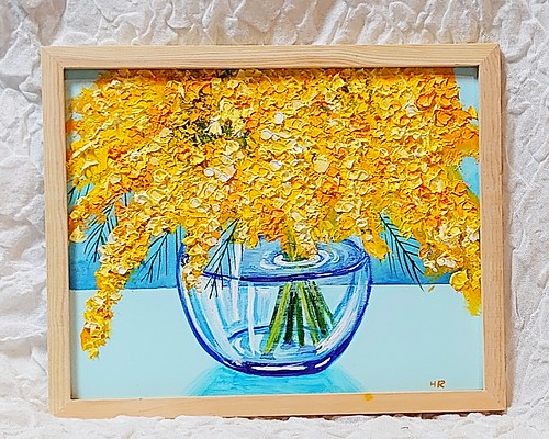 油絵 絵画 【ミモザの花】 絵画 ＨＲ 通販｜Creema(クリーマ)