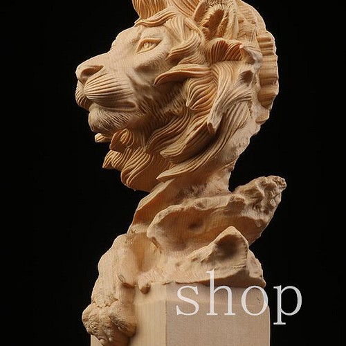 木製彫刻ライオン 一対 | www.ankuramindia.com
