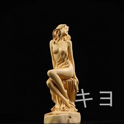 木彫 美術品飾り物女神美少女車内置物 美術工芸品 彫刻置物 工芸彫刻 細工木彫り