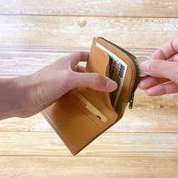 二つ折スマート財布　イタリアンレザー　キャメル 1枚目の画像