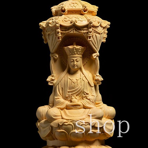 f手作り木製仏像娑婆三聖彫刻工芸品? 精密細工置物1-