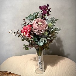 ピオニーとオーキッドのナチュラル花束♡アンティークピンク系♡ブーケ、スワッグにも♡ 1枚目の画像