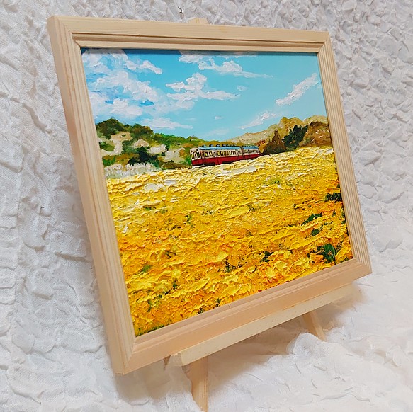 油絵 絵画 菜の花畑を走る小湊鉄道 【Ａ4】 | academiadevendasmb.com.br