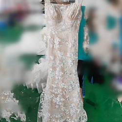 美品!ウェディングドレス キャミソール オフ 3D立体レース刺繍 2次会 前撮り 花嫁 挙式【ドレス】【結婚式】【Creema】