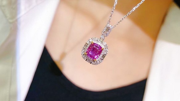 天然 パパラチアサファイア ダイヤ ペンダントトップ1.15ct k18¥ al