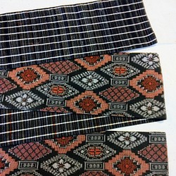 【新品】正絹半幅帯･大島と手織り紬･長尺・リバーシブル　 1枚目の画像
