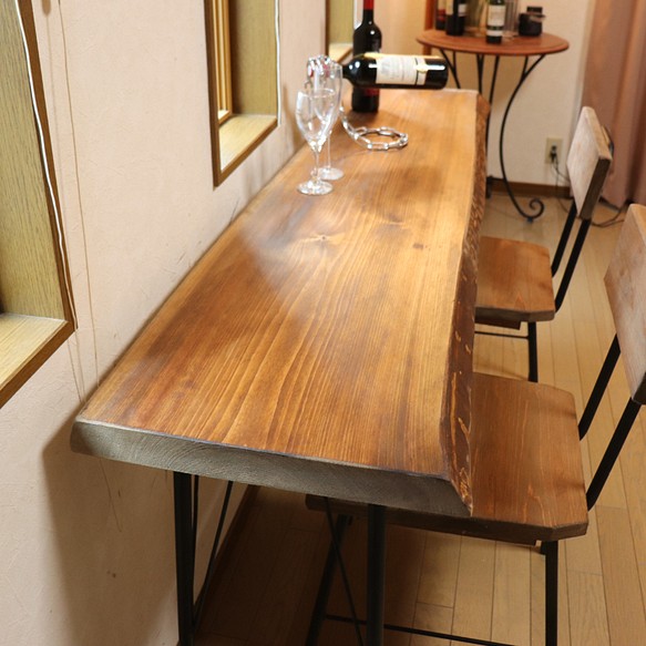 w1690一枚板国産ヒノキ カウンターテーブル カフェcafe ダイニング