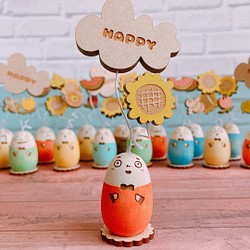 【夏限定】木製卵のチルでベイビーなおじさん✻おじチル　#cアプリコットオレンジ　プレゼント　オーナメント　オブジェ 1枚目の画像