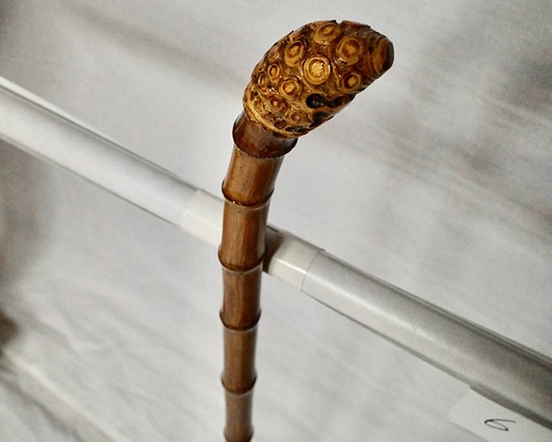 竹杖 ステッキ⑥ 竹根鞭細工 漆塗り ねぶち 希少 国産 破竹根付 新品