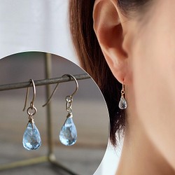 十一月生日石，天藍色托帕石&lt;水滴形&gt;耳環✨ 折扣價✨ 第1張的照片