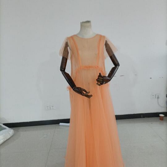 フォーマル/ドレス高品質！ 妊婦ドレス マタニティ　写真撮影 オレンジ シースルー ワンピース ソ