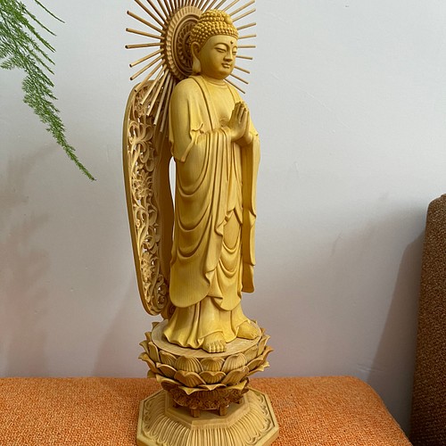 オンラインストア通販売 仏教工芸品 木彫仏教 精密彫刻 極上品 仏師で