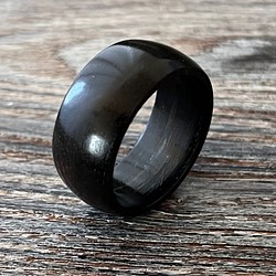 縞黒檀（カリマンタンエボニー）の木の指輪 1枚目の画像