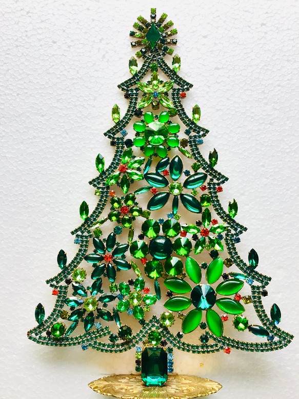 チェコガラス　ビンテージ　クリスマスツリー　ヴィンテージ　チェコ　ラインストーン