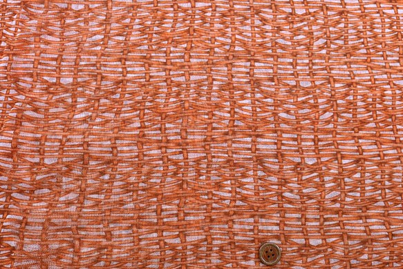 パワーネットプリント生地　かご編み柄　オレンジ　（約108ｃｍ×約50ｃｍ）　【ハンドメイドのための小さな布】p2045 1枚目の画像