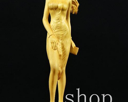 MD433 極美精品 美人東洋風水木彫`美女 裸婦像 女性 工芸 置物 人形
