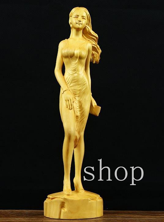MD433★極美精品 美人東洋風水木彫`美女 裸婦像 女性 工芸 置物 人形 木彫り像 極上の木彫