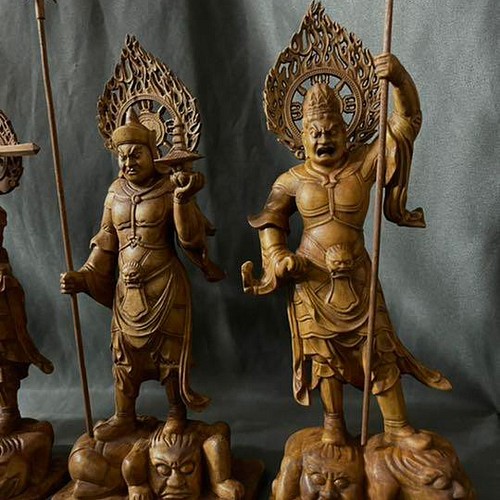 ブティック 総柘植材 仏教工芸品 時代彫刻 一刀彫 極上彫 木彫仏像