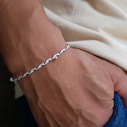 Friendship Bracelet/Anklet – Navy x White x Gold 1枚目の画像