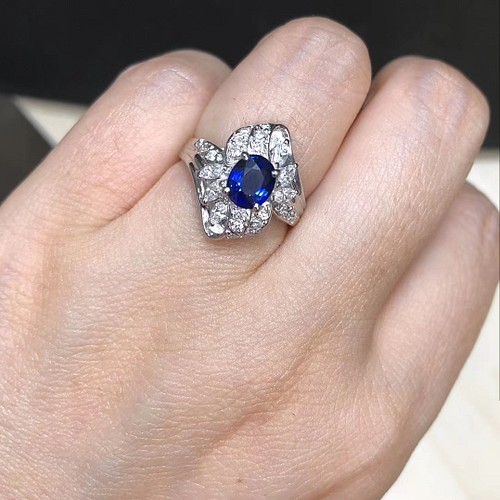 Pt900 ブルーサファイアダイヤモンドリング1.17ct アクセサリー リング