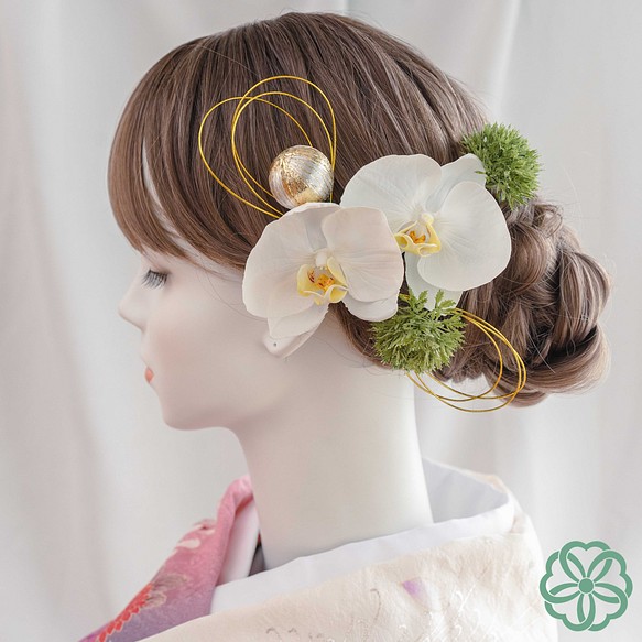 成人式ヘアアクセサリーお花白無垢-