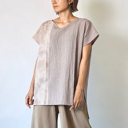 V領方形套頭衫/粉米色/Mikawa Textile 第1張的照片
