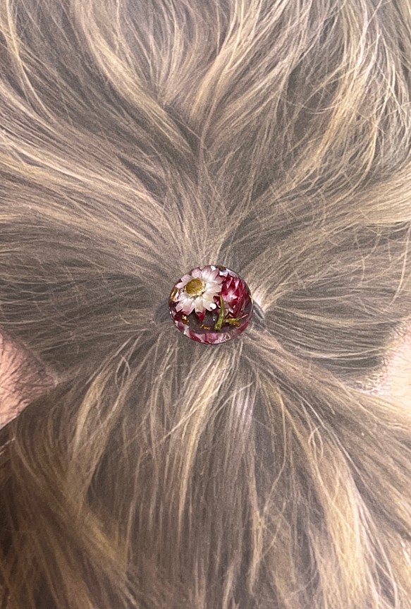 ドライフラワーのお花レジンヘアゴム☆シンカルファ ハートクイーン