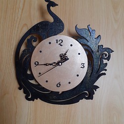 木工　Peacock壁掛け時計(送料無料) 1枚目の画像