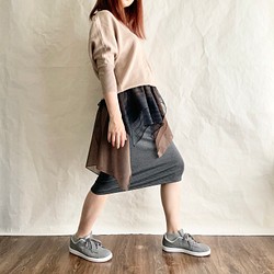ラッピングタイトスカート　ブラック×ブラウン　SK3-5 1枚目の画像