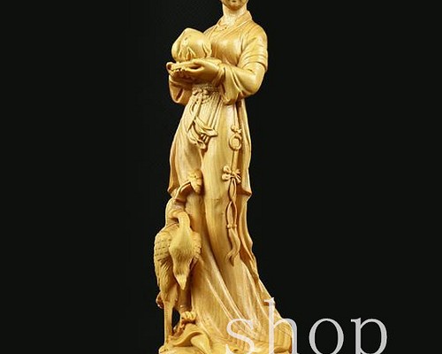 MD432 最高品質 美人 東洋彫刻 美女 工芸 置物 人形 木彫り像 極上の