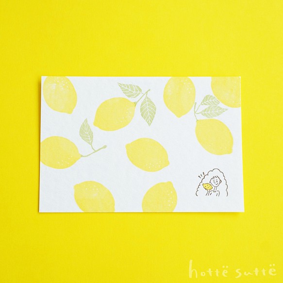 [活版印刷]2枚セット レモンと女のコ/ポストカード 1枚目の画像