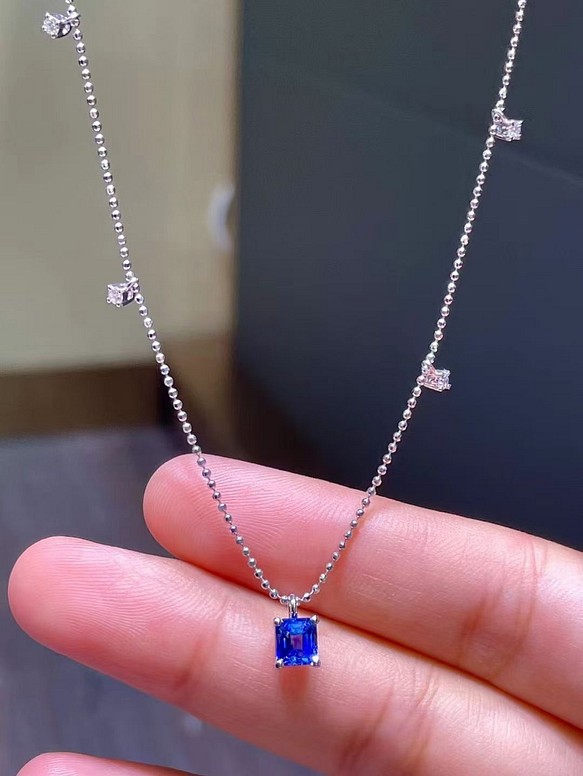 天然 ブルーサファイア ダイヤ ネックレス0.75ct k18¥ www