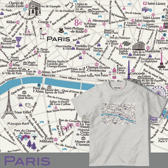 Map T パリ フランス 地図 半袖tシャツ 送料無料 Tシャツ カットソー Rocknana 通販 Creema クリーマ ハンドメイド 手作り クラフト作品の販売サイト