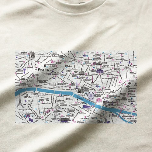 Map T パリ フランス 地図 半袖tシャツ Tシャツ カットソー Totemap 通販 Creema クリーマ ハンドメイド 手作り クラフト作品の販売サイト