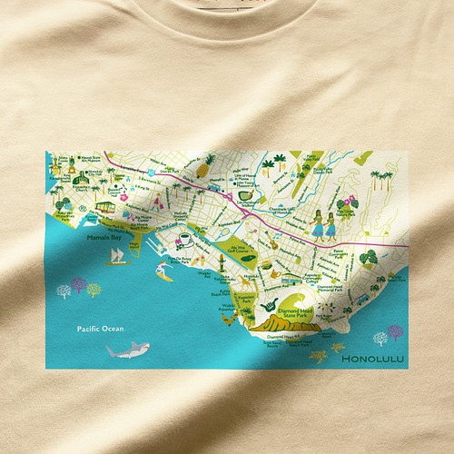 Map T ホノルル ハワイ 地図 半袖tシャツ 送料無料 Tシャツ カットソー Totemap 通販 Creema クリーマ ハンドメイド 手作り クラフト作品の販売サイト