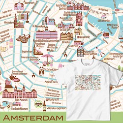 map-T アムステルダム（オランダ）地図 半袖Tシャツ 1枚目の画像