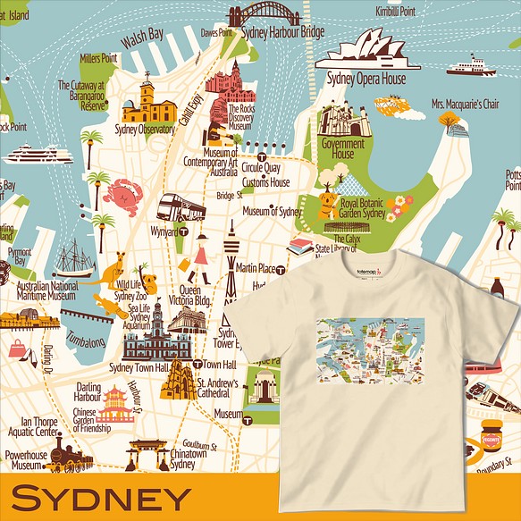Map T シドニー オーストラリア 地図 半袖tシャツ 送料無料 Tシャツ カットソー Totemap 通販 Creema クリーマ ハンドメイド 手作り クラフト作品の販売サイト