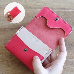 コインケース T-73【ピンク】ミニ財布 カードケース 牛革 レザー コンパクト財布 レザー財布 シンプル 1枚目の画像