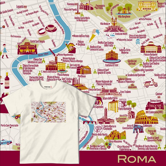 Map T ローマ イタリア 地図 半袖tシャツ 送料無料 Tシャツ カットソー Totemap 通販 Creema クリーマ ハンドメイド 手作り クラフト作品の販売サイト