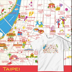 map-T 台北（台湾）地図 半袖Tシャツ 1枚目の画像