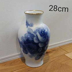 大倉陶園 ブルーローズ 花瓶 28cm