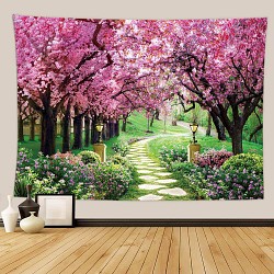 送料無料 桜並木 桜 プレゼント タペストリー 壁掛け式 ウォール