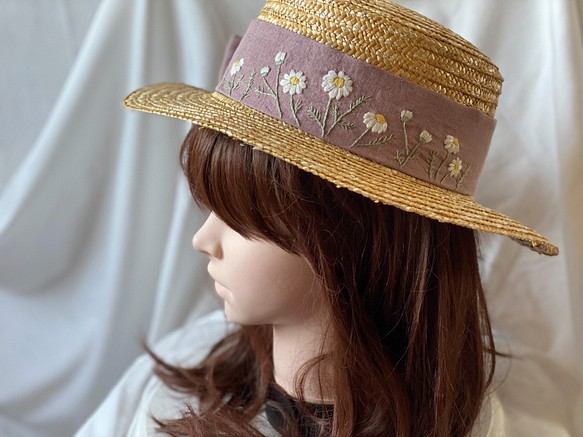 【即納】森のお嬢さんのカンカン帽《カモミール》（ピンク） 1枚目の画像
