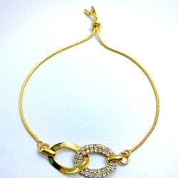 crystal＆metal double ring bracelet（gold） 1枚目の画像