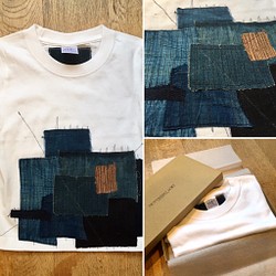 【BOX入り】ビンテージ藍染襤褸 パッチワーク Tシャツ for kids size100 001 1枚目の画像