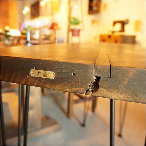 古材 天板 一枚板 カウンターテーブル 鉄足 アイアン 木製 おしゃれ 