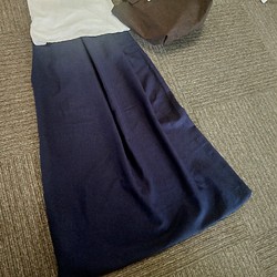 ★着丈90㎝まで★ヨーロッパリネン・100％★濃紺のギャザースカート★受注製作★ 1枚目の画像